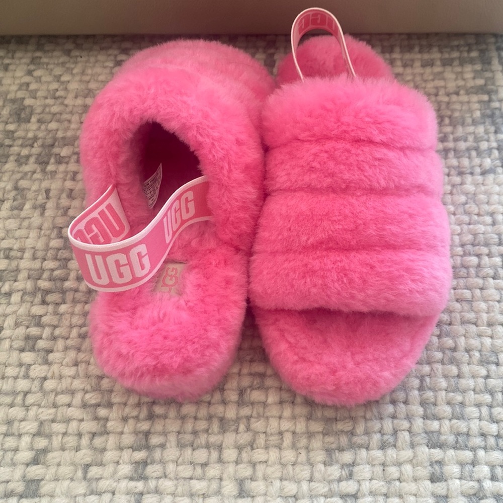 WOMEN'S FLUFF YEAH SLIDE SANDAL SLIPPERS PINK 8